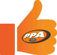 an orange thumbs up with the ppa logo