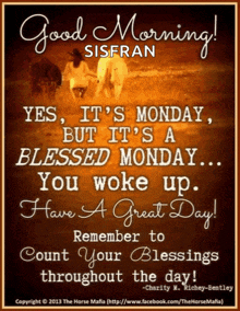 a poster that says good morning sisfran with a picture of horses