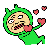 a cartoon of a green frog holding a heart