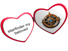 a heart shaped mirror that says starfinder my beloved on it