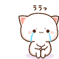 a cartoon cat is crying with a tear coming out of its eyes