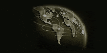 a black and white map of the world with a lot of connections