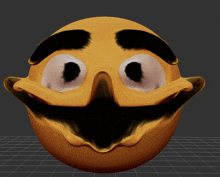 a 3d model of a smiley face with a beard