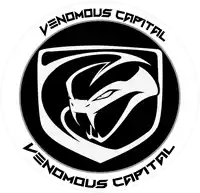 a logo for venomous capital shows a snake in a shield