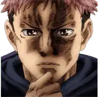 a close up of a cartoon character 's face with a hand on his chin