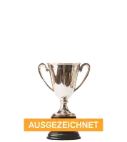 a trophy with a llama 's head on it and a sign that says ausgabeichnet