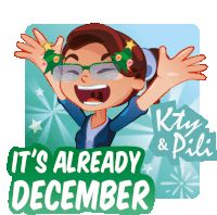 a sticker that says it 's already december with a girl wearing glasses