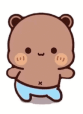 a cartoon teddy bear without a shirt or pants is standing on a white background .