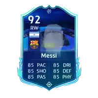 a soccer card for messi has a picture of a stadium on it