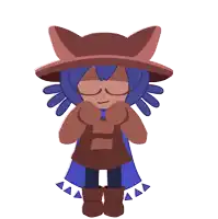 a cartoon character wearing a hat and scarf