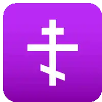 a purple square with a white cross in the middle