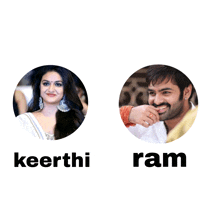 a picture of a woman and a picture of a man with the words keerthi and ram