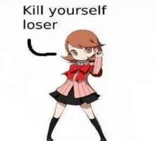 a picture of a girl with the words kill yourself loser above her