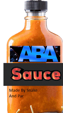 a bottle of aba sauce has a black label