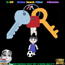 a cartoon of keys and a lock with the words in gif sticker search @zhot @zhotcita on the bottom