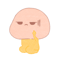 a cartoon drawing of a bald head with a yellow leg