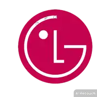 a red circle with a white lg logo