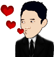 a cartoon drawing of a man blowing a kiss