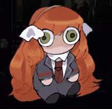 a drawing of a girl wearing glasses and a suit .