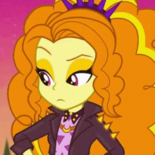 a cartoon girl with orange hair and a purple tiara