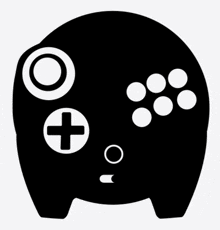 a silhouette of a video game controller with circles and a cross on it