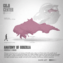 an advertisement for the anatomy of godzilla