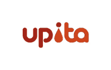 a red and orange logo for upita with a white background