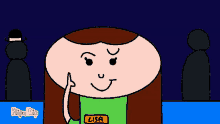 a cartoon of a girl with the name lisa on her green shirt