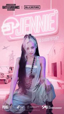 a poster for blackpink 's jennie shows a woman with long hair