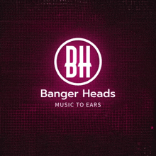 a logo for banger heads music to ears on a pink background