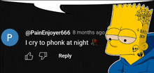 bart simpson has a tattoo on his arm that says " bad boy "