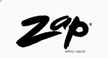 a logo for zap men 's wear is shown on a white background