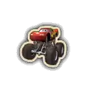 a sticker of a red monster truck from cars .