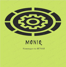 a logo that says moniq on it on a green background