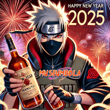 a naruto character holding a bottle of nanutu wine