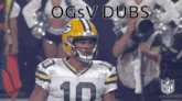 a green bay packers football player wearing a number 10 jersey