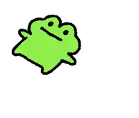 a green frog is sitting on a white surface with a black outline .