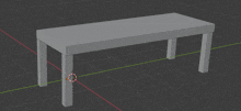 a 3d model of a table with a red line going through it