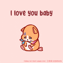 a cartoon of a dog crying with the words i love you baby above it