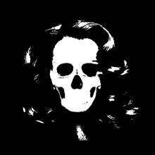 a black and white drawing of a skull