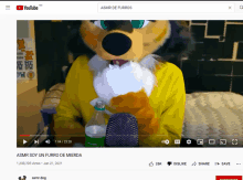 a youtube video shows a furry person eating a bottle of water