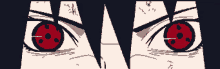 a pixel art drawing of a person 's eyes with red circles in them