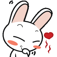 a cartoon of a rabbit with a red heart in its mouth