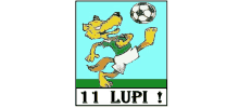 a cartoon of a wolf kicking a soccer ball with the words 11 lupi written below it