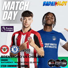 a poster for a match between brentford and chelsea on saturday march 2nd