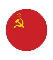 a red circle with a hammer and sickle and a star on top of it