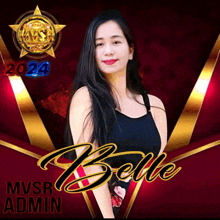 a poster for belle mvsr admin shows a woman with long black hair