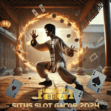 a poster for situs slot gacor 2024 shows a man in a karate pose