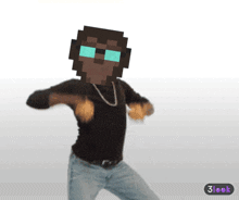 a man is dancing with a pixelated monkey on his head and a 3look logo in the corner