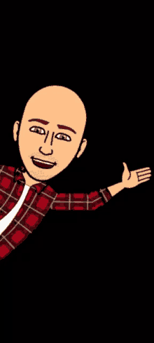 a cartoon of a bald man wearing a plaid shirt and tie